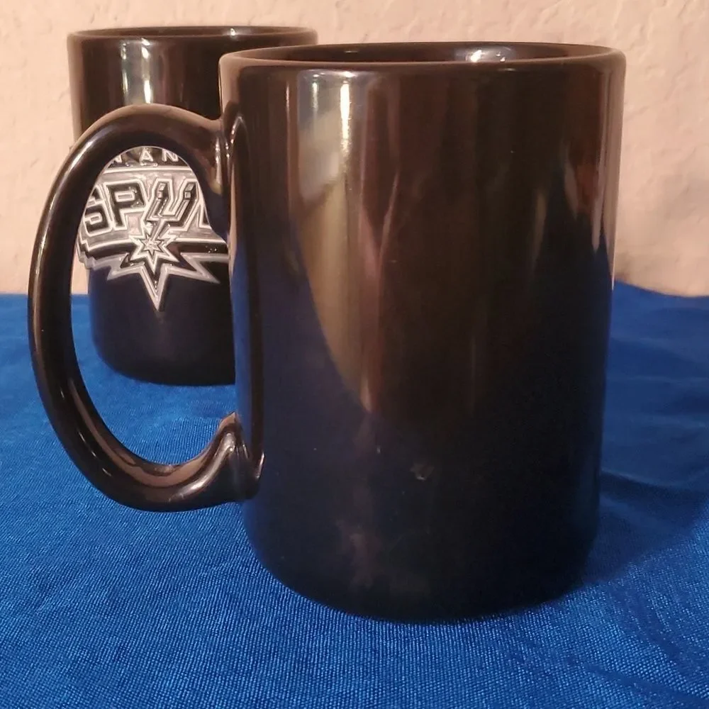 San Antonio Spurs Coffee Mug Set of 2 Black Ceramic Tea Cup 10 oz NBA Fan Gift